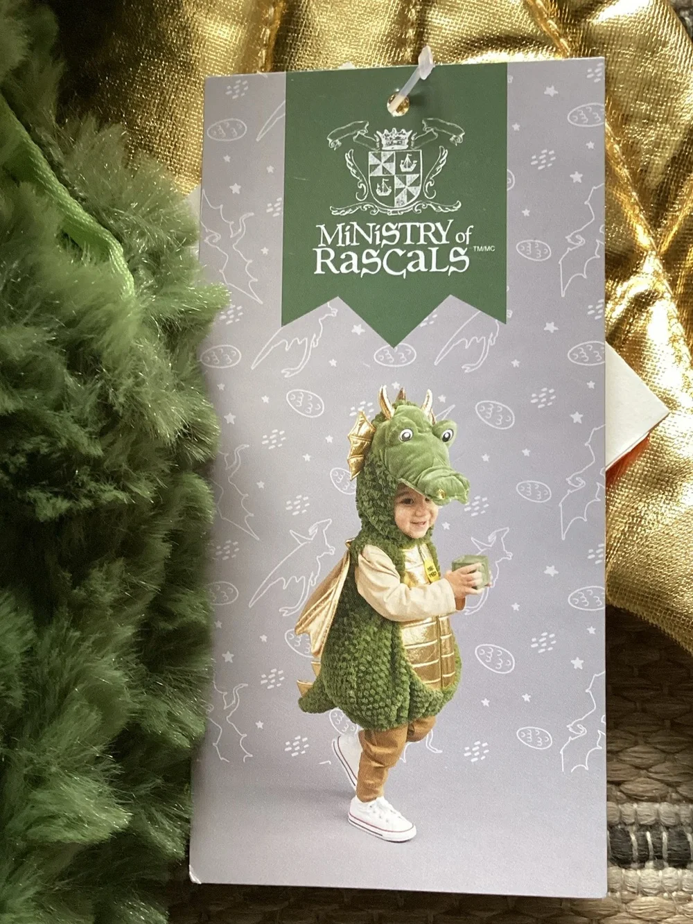 Dragon Baby Toddler Bubble Costume Ministry of Rascals Green Spikes Tail 12M NWT